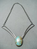 Unique Vintage Native American Navajo 8 Turquoise Sterling Silver Necklace-Nativo Arts
