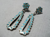 Early 1900's Vintage Native American Zuni Snake Eyes Turquoise Sterling Silver Earrings Old-Nativo Arts