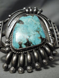One Of Best Vintage Native American Navajo Blue Jay Turquoise Sterling Silver Bracelet Old-Nativo Arts