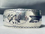 Extremely Unique Vintage Native American Navajo Geomtric Sterling Silver Bracelet-Nativo Arts