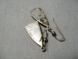 Superlative Vintage Native American Navajo Lapis Turquoise Sterling Silver Earrings-Nativo Arts