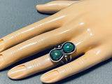 Awesome Vintage Native American Navajo 2 Damale Turquoise Sterling Silver Ring-Nativo Arts