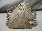 Museum Quality Vintage Native American Navajo Ricky Reader Sterling Silver Carved Bracelet Old-Nativo Arts