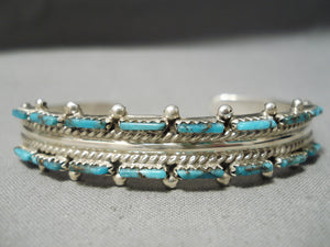 Exquisite Vintage Native American Navajo Turquoise Sterling Silver Bracelet Old-Nativo Arts