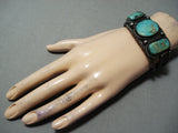 Old Twist Coil Vintage Native American Navajo Turquoise Sterling Silver Bracelet-Nativo Arts