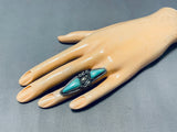 Tremendous Vintage Native American Navajo Turquoise Sterling Silver Ring-Nativo Arts