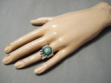 Marvelous Vintage Native American Navajo Green Turquoise Sterling Silver Paw Native America Ring-Nativo Arts