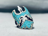 Amazing Vintage Native American Navajo Turquoise Sterling Silver Waterbird Ring-Nativo Arts