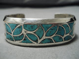 Exceptional Vintage Native American Navajo Turquoise Sterling Silver Bracelet Old-Nativo Arts