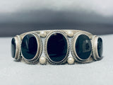 One Of A Kind Vintage Native American Navajo 5 Black Onyx Sterling Silver 1950 'S Bracelet-Nativo Arts