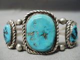 Amazing Vintage Native American Navajo Sleeping Turquoise Sterling Silver Bracelet Old-Nativo Arts