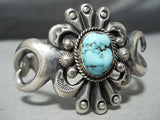 Thick Vintage Native American Navajo Carico Lake Turquoise Sterling Silver Bracelet Cuff-Nativo Arts