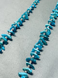 Rare Longer Excellent Vintage Native American Navajo Kingman Turquoise Necklace-Nativo Arts