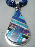 Native American Important Dan Coriz Santo Domingo Lapis Sterling Silver Turquoise Necklace-Nativo Arts