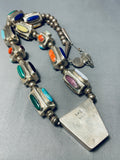 One Of The Best Ever Vintage Native American Navajo Turquoise Sterling Silver Tube Necklace-Nativo Arts