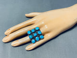 Phenomenal Vintage Native American Navajo 9 Kingman Turquoise Sterling Silver Large Ring-Nativo Arts