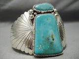 Exceptional Vintage Native American Navajo Turquoise Maiden Sterling Silver Sun Bracelet-Nativo Arts