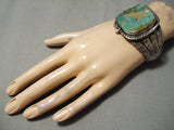 Museum Vintage Native American Navajo Squared Royston Turquoise Sterling Silver Bracelet Old-Nativo Arts