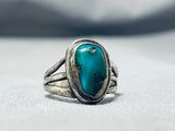 Dramatic Vintage Native American Navajo Kingman Turquoise Sterling Silver Ring-Nativo Arts