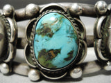 So Heavy!! Thick!! Vintage Native American Navajo Carico Lake Turquoise Sterling Silver Bracelet-Nativo Arts