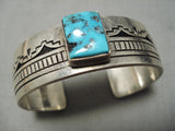 Rare Vintage Native American Navajo Rectangular Turquoise Sterling Silver Bracelet Old-Nativo Arts
