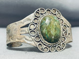 Mesmerizing Vintage Native American Navajo Huge Green Turquoise Sterling Silver Bracelet-Nativo Arts