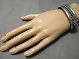 Amazing Vintage Native American Navajo Slanted Turquoise Sterling Silver Native Bracelet-Nativo Arts