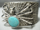 Extreme Detail Spider Vintage Native American Navajo Turquoise Sterling Silver Bracelet-Nativo Arts