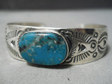 Important Native American Navajo Pilot Mountain Turquoise Sterling Silver Bracelet-Nativo Arts