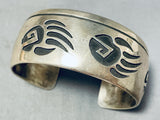 Unbelievable Native American Navajo Signed Sterling Silver Handcarved Tracks Bracelet-Nativo Arts