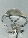 Ornamental Native American Navajo Sterling Silver Slave Bracelet Signed-Nativo Arts