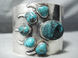 Huge Yazzie Turquoise Vintage Native American Navajo Sterling Silver Bracelet-Nativo Arts