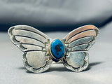 Charming Native American Navajo Bisbee Turquoise Sterling Silver Butterfly Ring-Nativo Arts