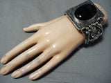 Massive Signed Native American Navajo Native Black Agate Sterling Silver 12k Gold Bracelet-Nativo Arts