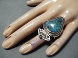 Best Terr Martinez Vintage Native American Navajo Old Kingman Turquoise Sterling Silver Ring-Nativo Arts