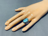 Important Vintage Native American Navajo Kingman Turquoise Sterling Silver Ring-Nativo Arts