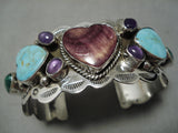 Museum Quality Vintage Native American Navajo Heart Amethyst Sterling Silver Turquoise Bracelet-Nativo Arts