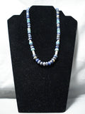 Authentic Vintage Native American Navajo Thomas Singer Turquoise Lapis Sterling Silver Necklace-Nativo Arts
