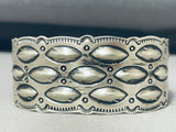 Sensational Native American Navajo Signed Sterling Silver Repousse Large Bracelet-Nativo Arts