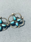 Fabulous Vintage Native American Zuni Blue Gem Turquoise Sterling Silver Earrings-Nativo Arts