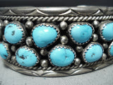 Dorothy Secatero Vintage Native American Navajo 14 Kingman Turquoise Sterling Silver Bracelet-Nativo Arts