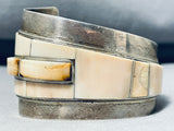 White Fossil Special Stone Vintage Native American Navajo Sterling Silver Inlay Bracelet-Nativo Arts