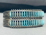 One Of The Best Vintage Native American Zuni Needle Turquoise Sterling Silver Bracelet-Nativo Arts