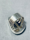 Huge Native American Green Turquoise Sterling Silver Ring-Nativo Arts