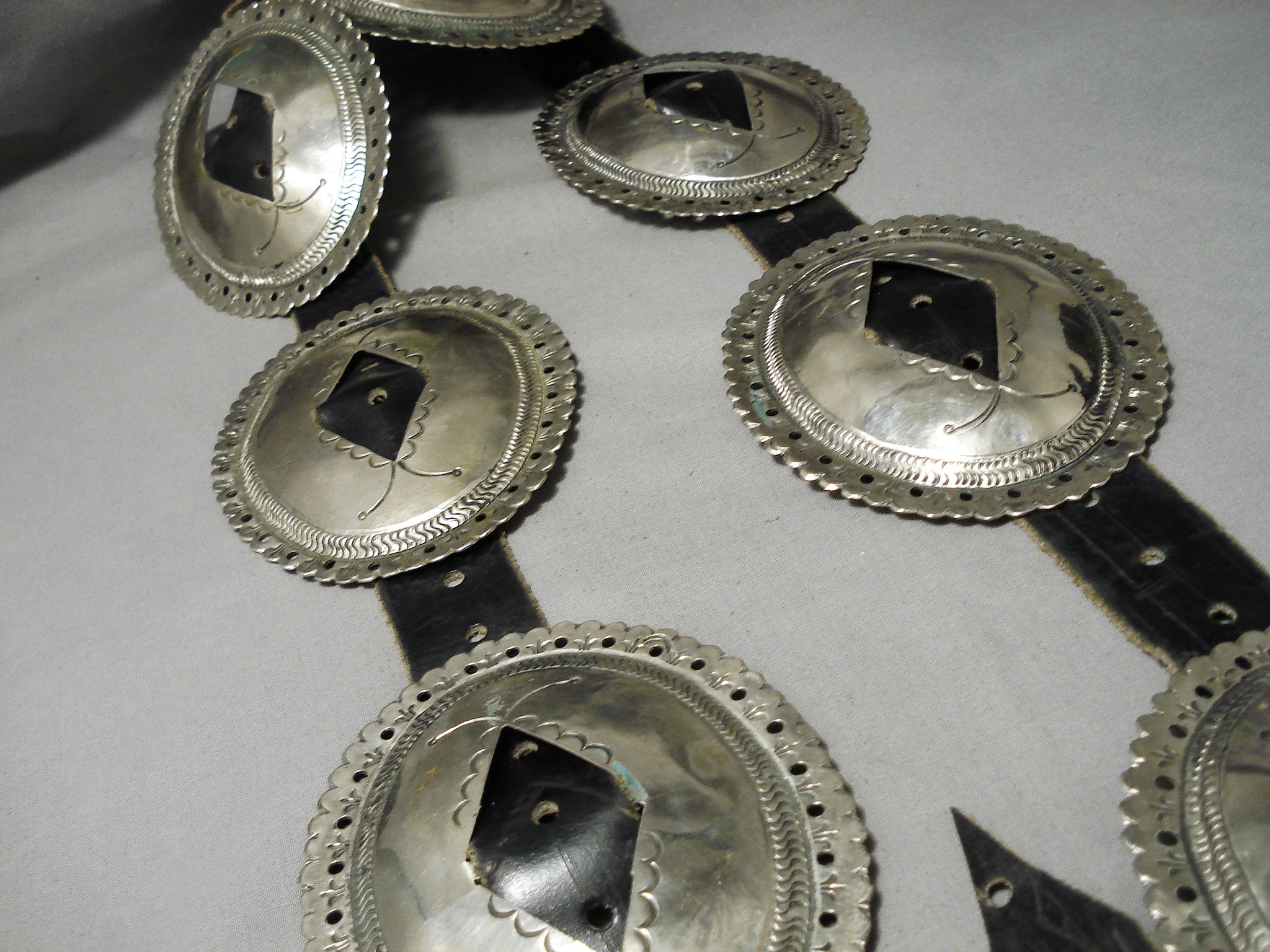 Early Second Phase Concho Belt 1890's- 1900's Coin Silver