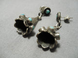 Quality Vintage Native American Navajo Snake Eyes Turquoise Sterling Silver Earrings Old-Nativo Arts
