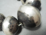 One Of Biggest Ever Native American Navajo Sterling Silver Bead Necklace- Gigantic!!-Nativo Arts