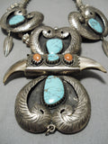 One Of Best Vintage Native American Navajo Turquoise Sterling Silver Necklace Old-Nativo Arts