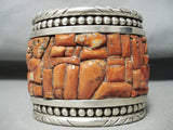 One Of The Best Ever Vintage Native American Navajo Coral Inlay Sterling Silver Bracelet-Nativo Arts