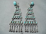 Breathtaking Native American Navajo Royston Turquoise Sterling Silver Earrings-Nativo Arts